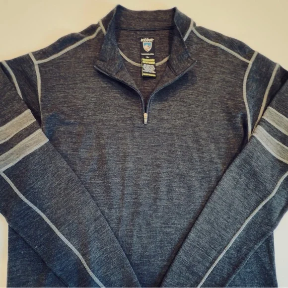 Kuhl Team Merino 1/4 Zip Pullover Mens XL Gray 100% Aeroknit Merino Wool NWOT - Picture 4 of 14